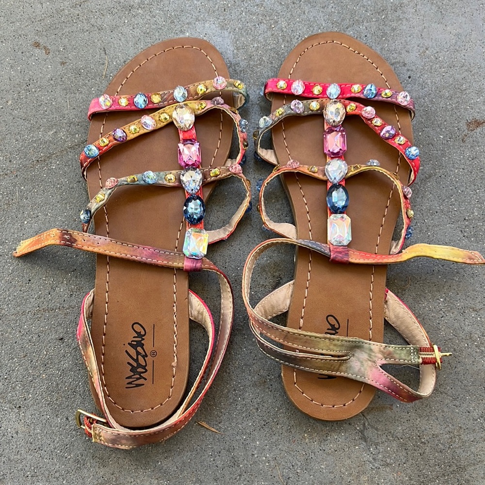 Mossimo multi colored jeweled gemstone sandals ~ size 6